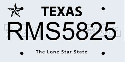 RMS5825 Texas License Plate