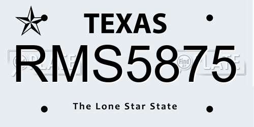 RMS5875 Texas License Plate