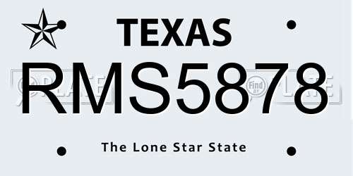 RMS5878 Texas License Plate