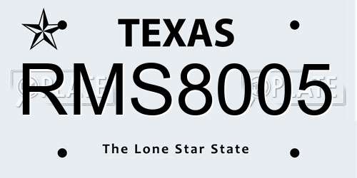 RMS8005 Texas License Plate