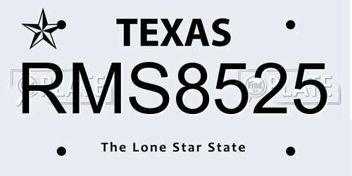 RMS8525 Texas License Plate