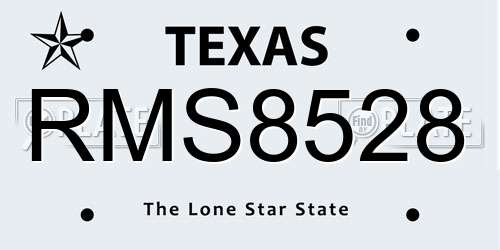 RMS8528 Texas License Plate
