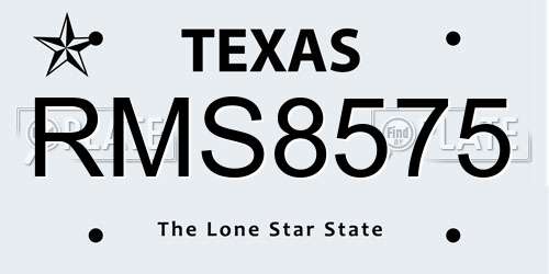 RMS8575 Texas License Plate
