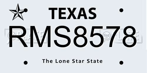 RMS8578 Texas License Plate