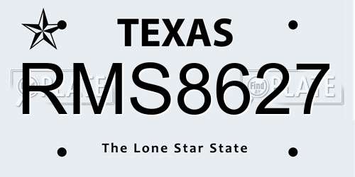 RMS8627 Texas License Plate