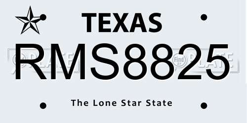 RMS8825 Texas License Plate