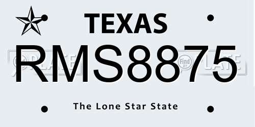RMS8875 Texas License Plate