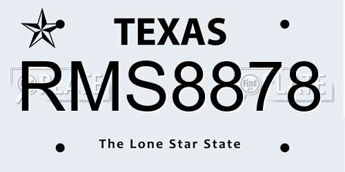 RMS8878 Texas License Plate