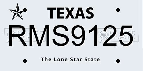 RMS9125 Texas License Plate