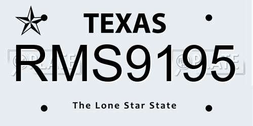 RMS9195 Texas License Plate