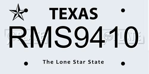RMS9410 Texas License Plate
