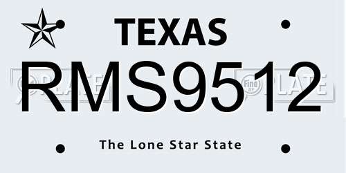RMS9512 Texas License Plate