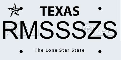 RMSSSZS Texas License Plate