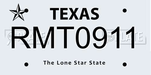 RMT0911 Texas License Plate