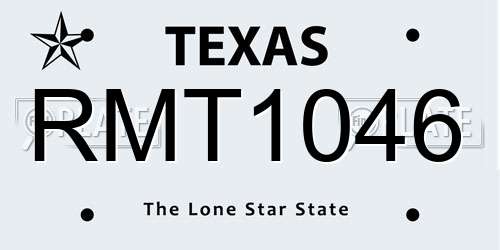 RMT1046 Texas License Plate