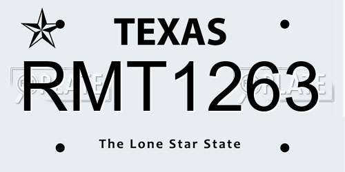 RMT1263 Texas License Plate