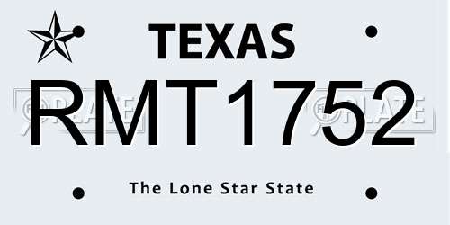 RMT1752 Texas License Plate