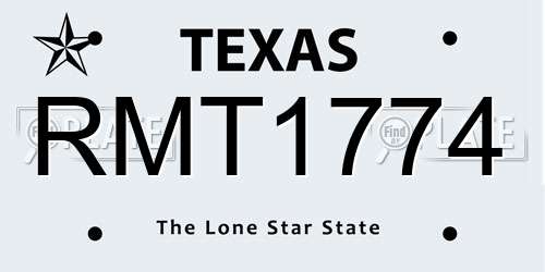 RMT1774 Texas License Plate