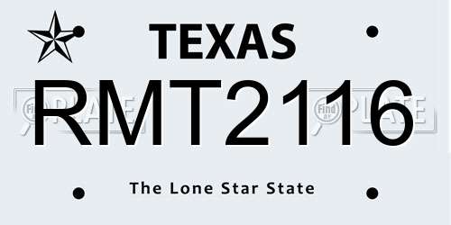 RMT2116 Texas License Plate