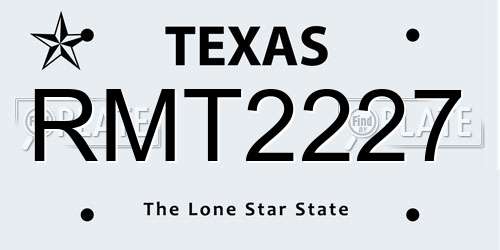 RMT2227 Texas License Plate
