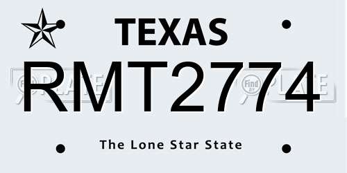 RMT2774 Texas License Plate