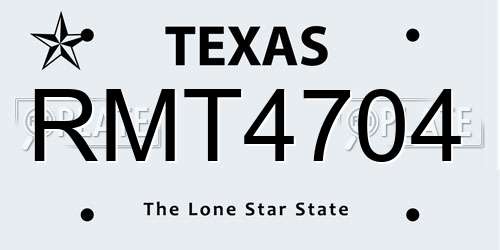 RMT4704 Texas License Plate