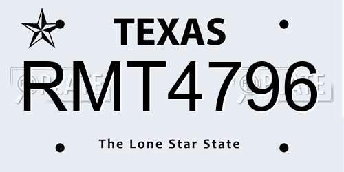 RMT4796 Texas License Plate