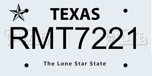RMT7221 Texas License Plate