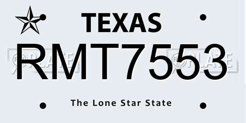 RMT7553 Texas License Plate