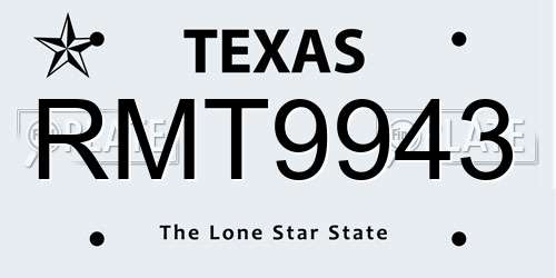 RMT9943 Texas License Plate