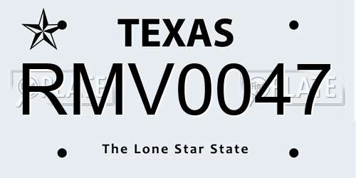 RMV0047 Texas License Plate