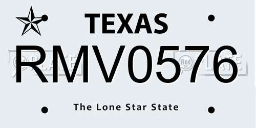 RMV0576 Texas License Plate