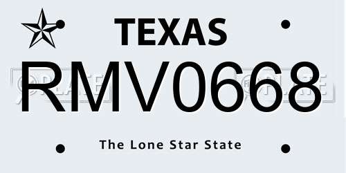 RMV0668 Texas License Plate