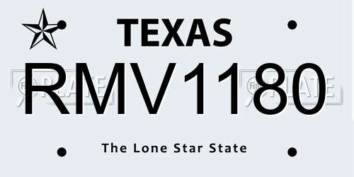RMV1180 Texas License Plate