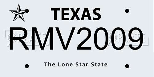 RMV2009 Texas License Plate