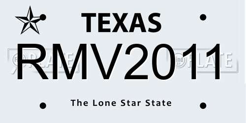RMV2011 Texas License Plate
