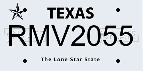 RMV2055 Texas License Plate