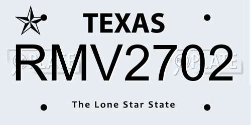 RMV2702 Texas License Plate