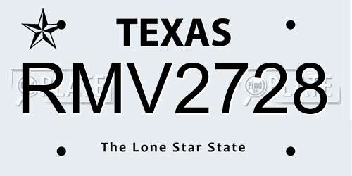 RMV2728 Texas License Plate