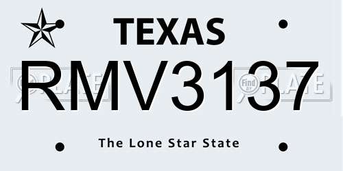 RMV3137 Texas License Plate