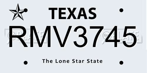 RMV3745 Texas License Plate