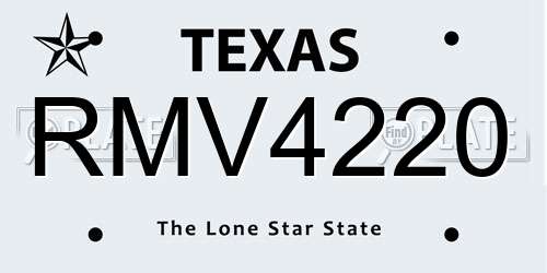 RMV4220 Texas License Plate