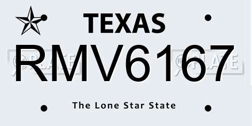 RMV6167 Texas License Plate