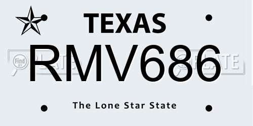 RMV686 Texas License Plate