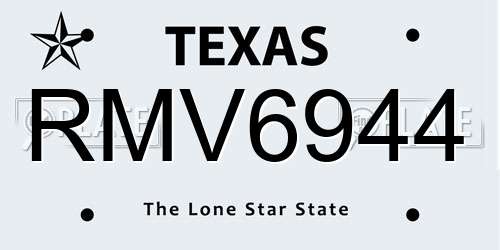 RMV6944 Texas License Plate