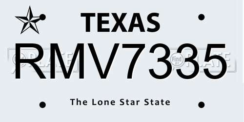 RMV7335 Texas License Plate