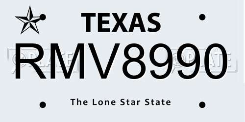 RMV8990 Texas License Plate