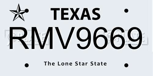 RMV9669 Texas License Plate