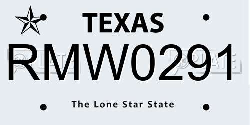 RMW0291 Texas License Plate