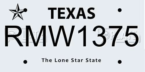 RMW1375 Texas License Plate